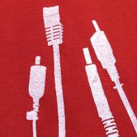 Kabel, Bio T-Shirt für Frauen, rot, Gr. S, Siebdruck handbedruckt. Bild 4