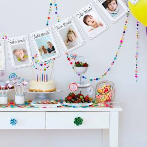 Girlande zum 1. Geburtstag, Motiv Rahmen, Fotogirlande, Wimpelkette, Baby monatliche Fotos Meilensteine im 1. Lebensjahr Bild 5