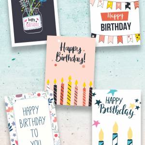 Geburtstagskarten Glückwunschkarten zum Geburtstag - Happy Birthday Set mit 20 Grußkarten für Erwachsene und Kinder - Se Bild 2