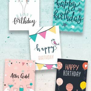 Geburtstagskarten Glückwunschkarten zum Geburtstag - Happy Birthday Set mit 20 Grußkarten für Erwachsene und Kinder - Se Bild 5