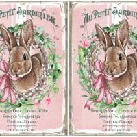 Bastelpapier - Decoupage-Papier - A4 - Softpapier - Vintage - Shabby - Hase - French Bunny - Ostern - 12960 Bild 2