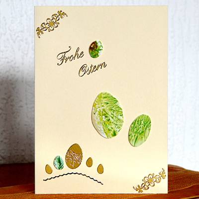 Hübsche Osterkarte als Unikat mit Encaustic-Malerei