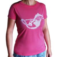 Ratte, Bio T-Shirt für Frauen, pink. Siebdruck handbedruckt. Bild 1