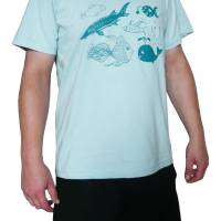 Fische, Bio T-Shirt Männer, Siebdruck handbedruckt. Bild 1