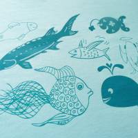 Fische, Bio T-Shirt Männer, Siebdruck handbedruckt. Bild 2