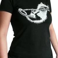 Ratte, Bio T-Shirt für Frauen, schwarz. Siebdruck handbedruckt. Bild 2