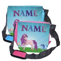 Kindergarten Rucksack oder Tasche Motiv Pony mit Name / Personalisierbar / Blau / Rosa Bild 4