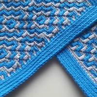 Topflappen/ Untersetzer/ Oven mitts Baumwolle blau/ grau 2 Stück gehäkelt Mosaikcrochet Bild 3