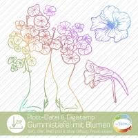 Bundle Digistamp und Plott-Datei Gummistiefel mit Blumen, Folienplott Kapuzinerkresse, Stiefel, Blüten, Blätter Bild 1
