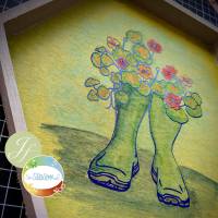 Bundle Digistamp und Plott-Datei Gummistiefel mit Blumen, Folienplott Kapuzinerkresse, Stiefel, Blüten, Blätter Bild 5