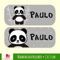 52 Namensaufkleber | Pandabär grau -  2 x 5 cm Bild 1