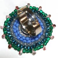 Ring blau grün Abalone candy colour handgefertigt aus Glasperlen Unikat boho Bild 3
