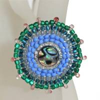 Ring blau grün Abalone candy colour handgefertigt aus Glasperlen Unikat boho Bild 6
