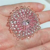 Ring rosa pastell candy colour handgefertigt aus Glasperlen Unikat boho Bild 5