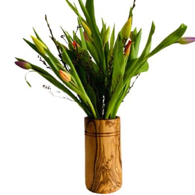 Vase Florentine aus Olivenholz mit Einsatz