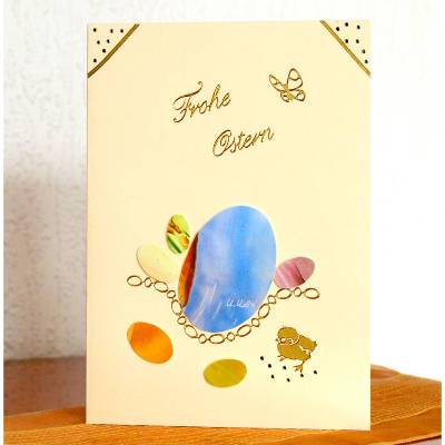 Hübsche Osterkarte als Unikat mit Encaustic-Malerei