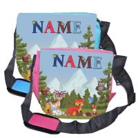 Kindergarten Rucksack oder Tasche Motiv Waldtiere mit Name / Personalisierbar / Blau / Rosa Bild 4