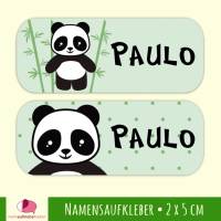 52 Namensaufkleber | Pandabär grün -  2 x 5 cm Bild 1