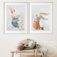 Babyzimmer Bilder [A3] Kinder-Zimmer-Bild Tiere Hasen Poster  | Fluffy Hugs Bild 4