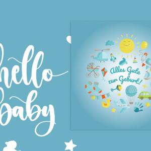 Friendly Fox Karte zur Geburt Junge, Glückwunschkarte Baby, quadratische Karte Baby Geburt, Grußkarte zur Geburt Baby Bild 4