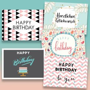 Geburtstagskarten Glückwunschkarten zum Geburtstag - Happy Birthday Set mit 20 Grußkarten für Erwachsene und Kinder Bild 6