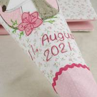 Schultüte Reh, aus Stoff  in rosa-beige mit Namen personalisiert für Mädchen zur Einschulung Bild 4
