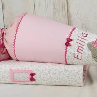 Schultüte Reh, aus Stoff  in rosa-beige mit Namen personalisiert für Mädchen zur Einschulung Bild 5