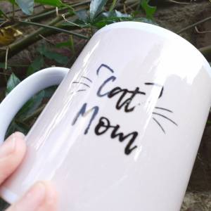 Tasse Cat Mom, personalisiert mit Namen, Keramiktasse Bild 2