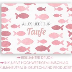 Friendly Fox Karte zur Taufe "Fische", 1x Taufkarte mit Umschlag, zur Taufe rosa Fische, DIN A6 Klappkarte Bild 3