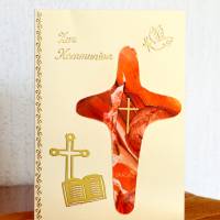Kommunionkarte  - Unikat mit Encaustic-Malerei Bild 1