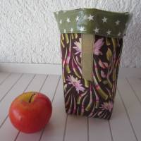 Lunchbag / Brotbeutel / Frühstücksbeutel / Badetasche klein / Blume braun lila grün Bild 5