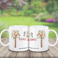 Hochzeitsgeschenke personalisiert Tasse | Hochzeitstags Geschenk |  Name mit Datum & Wunschtext | Innenfarbe wählbar Bild 2