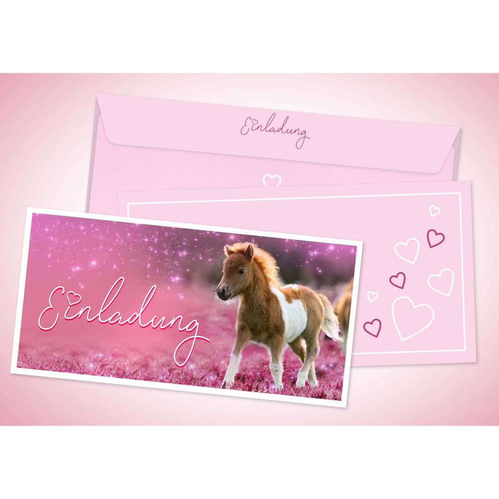 6 Pferde Einladungskarten Mädchengeburtstag Geburtstagseinladungen Kinder 