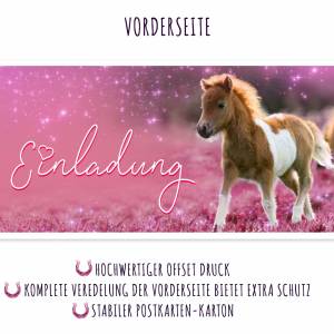 Pony Einladungskarte, 12 Einladung Kindergeburtstag Pferd, Geburtstagseinladung Pferde Mädchen rosa, Pferde Party Geburt Bild 6
