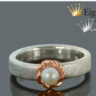 Goldschmiede Perlenring "surprise" in 925er Sterling Silber mit einer Rosé - Teilvergoldung