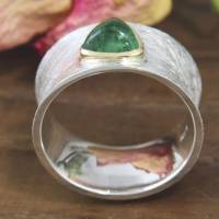 Breiter Ring aus Silber 925/- mit grünem, dreieckigem Turmalin Bild 6