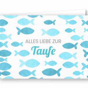 Friendly Fox Karte zur Taufe "Fische", 1x Taufkarte mit Umschlag, zur Taufe blaue Fische, DIN A6 Klappkarte Bild 5