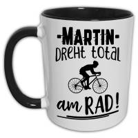 Lustige Fahrrad Geschenk Tasse mit eigenem Namen - Dreht am Rad - Männergeschenk Personalisiert Bild 2