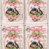 Bastelpapier - Decoupage-Papier - A4 - Softpapier - Vintage - Shabby - Hase - Bunny - French Bunnies - Ostern - 12952 Bild 3
