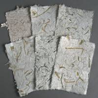 6 Blatt handgeschöpftes Papier mit Pflanzenfasern, ca. 14 cm x 21 cm, Sortiment, Papierset, Naturpapier, Bastelpapier Bild 1