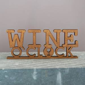 as-Herzwerk  3D Schriftzug Holz Wein - WINE O CLOCK Tischdeko Geschenk für Freunde und Familie 20cm Breit Bild 2