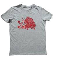 Vegan Mammut, Bio Fairtrade T-Shirt Männer, grau, Gr. S-3XL, mit handgedrucktem Siebdruck. Bild 2
