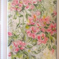 APFELBLÜTEN - kleines gerahmtes Blumenbild mit rosa Blüten im Vintage Look 14,5cmx19,5cm Bild 3