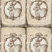 Bastelpapier - Decoupage-Papier - A4 - Softpapier - Vintage - Shabby - Hase - Vintage Rabbit - Ostern - 12935 Bild 3