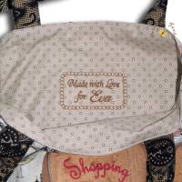 Bestickte ausgefallene Falttasche Kork Einkaufsbeutel Shopping Queen mit Applikation einer Lady Geschenkidee Muttertag Bild 3
