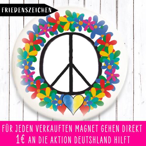 Charity Friedenszeichen Blumenkranz Magnet