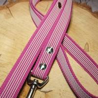 Hundeleine / Leine aus gummiertem Gurtband, 1m mit Handschlaufe, pink, kleine Hunde Bild 2