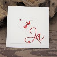 Hochzeitskarte, Glückwunschkarte zur Hochzeit, Schmetterlingsschwarm in Herzform Bild 1