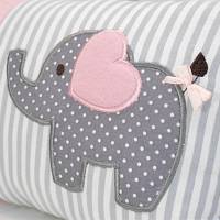 Personalisiertes Kissen zur Geburt oder Taufe, Elefant, rosa, aus Baumwollstoff Bild 2