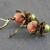 Ohrringe, Blüten in Metall, Frühling, lindgrün Bild 1